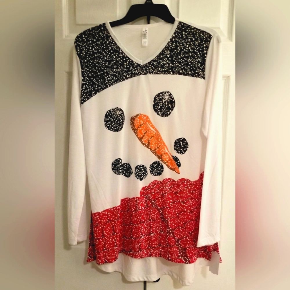 🌴 2/$30 - NEW SNOWMAN TUNIC TEE SHIRT - SIZE LARGE - NWT